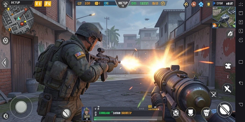 Gameplay mendebarkan dalam 987UP dengan aksi tembak-menembak.