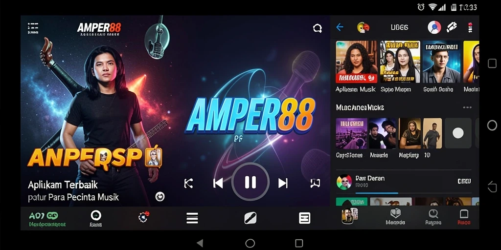 Tampilan gameplay AMPER88 yang menampilkan berbagai fitur musik interaktif.