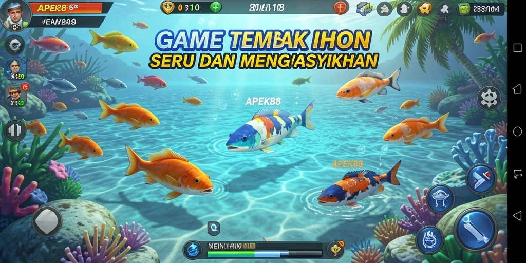 Tampilan gameplay APEK88 yang penuh warna dan menarik dalam tembak ikan.