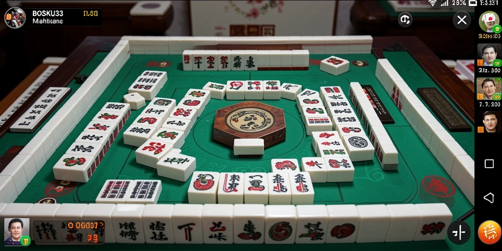 Screenshot gameplay BOSKU33 dengan tampilan ubin Mahjong yang indah.