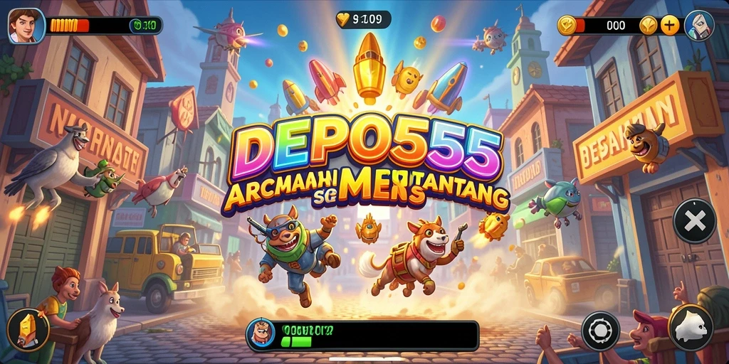 Screenshot DEPO555 menampilkan gameplay seru penuh aksi di dalam dunia arcade.