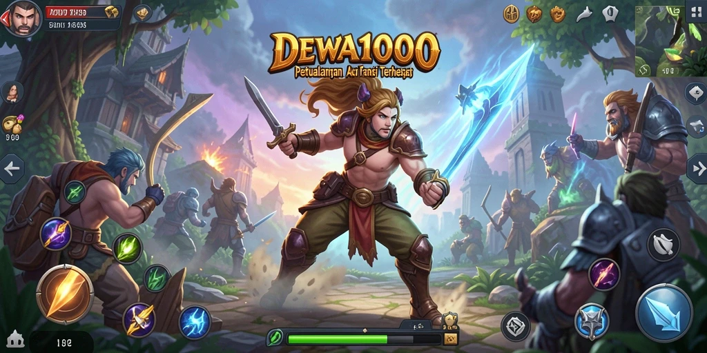 Gameplay seru dalam DEWA1000 yang menampilkan pertarungan epik.