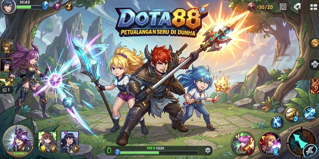 Screenshot gameplay DOTA88 yang menunjukkan aksi seru karakter Anime.