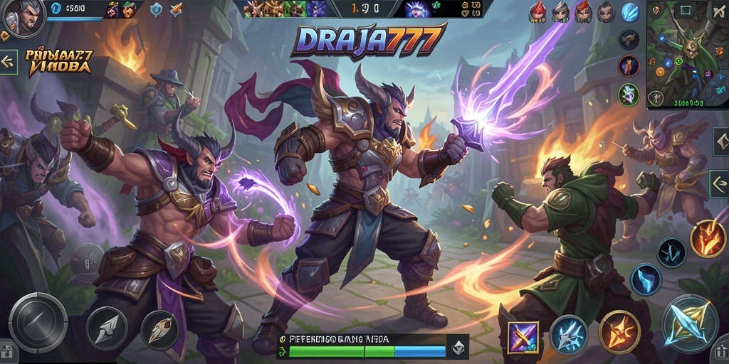 Gameplay DRAJA777 yang intens dan menarik dalam arena MOBA.