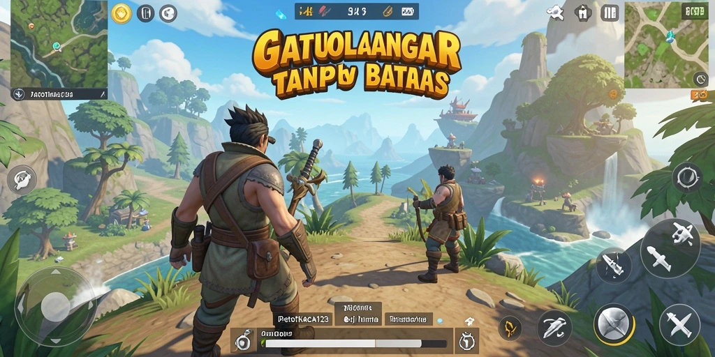 Tampilan gameplay GATOTKACA123 dalam eksplorasi dunia luas.