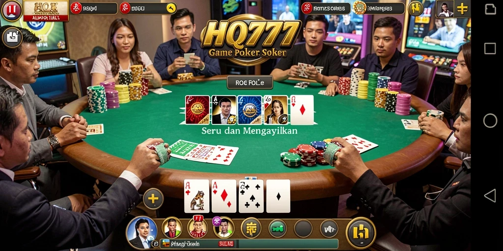 Tampilan menarik dari gameplay Poker di HQ777 yang mendebarkan.