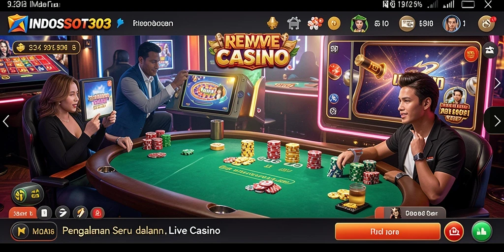 Tampilan gameplay Live Casino di INDOSLOT303 dengan dealer langsung.