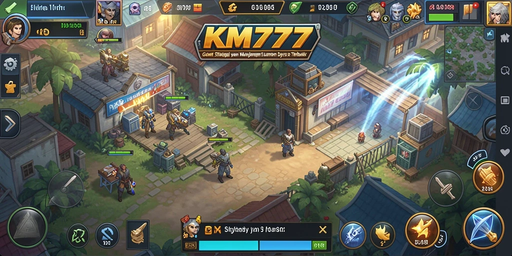 Screenshot gameplay menampilkan pengelolaan sumber daya dalam KM777.