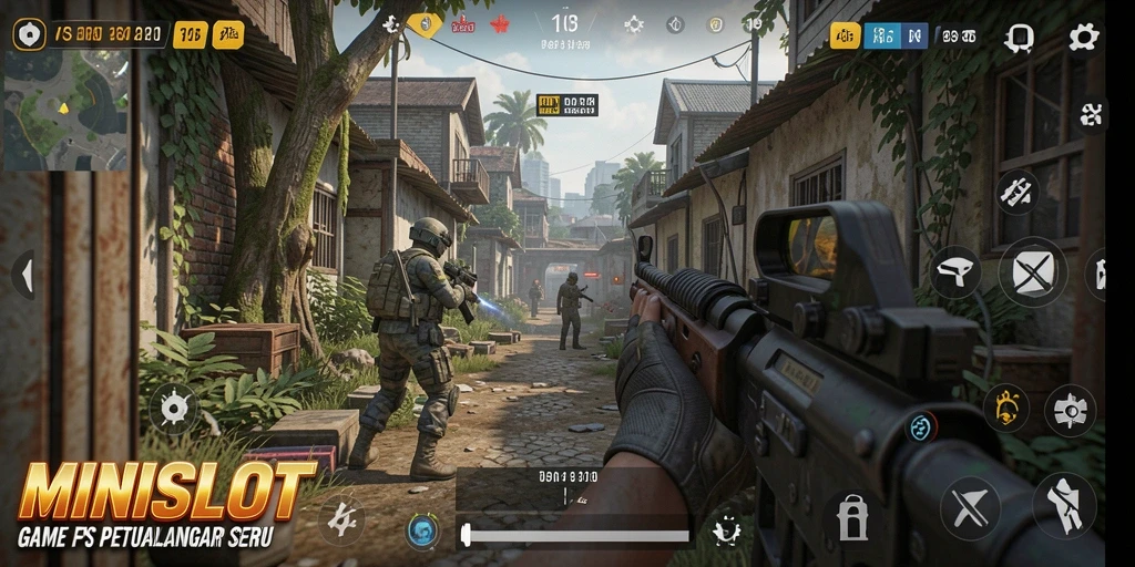 Screenshot gameplay MINISLOT dengan aksi menegangkan di battlefield.
