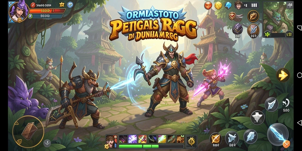 Tampilan gameplay epic dalam ORMASTOTO menampilkan karakter beraksi di dunia magis.