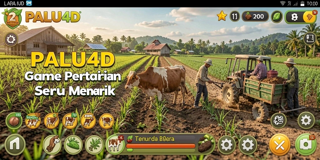 Tampilan gameplay seru dalam PALU4D dengan aktivitas bertani.