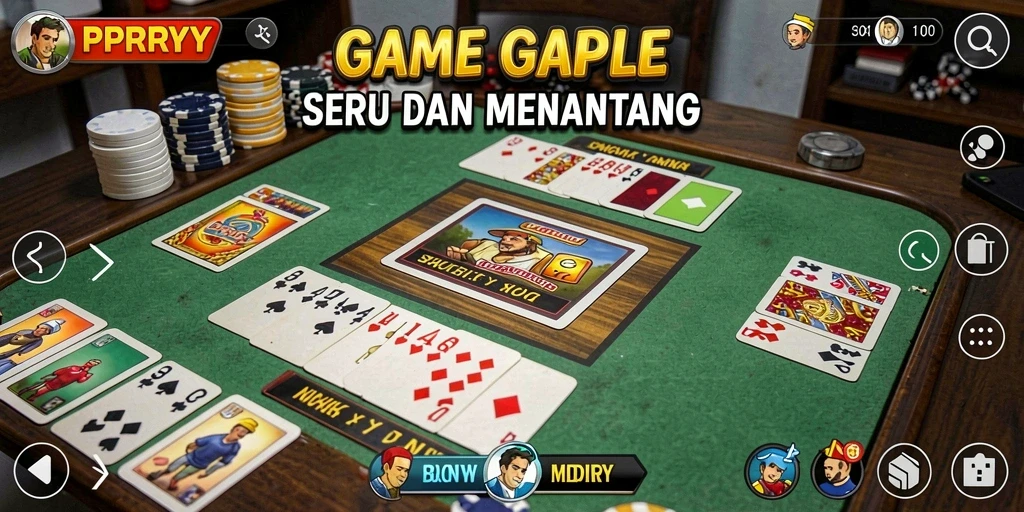 Screenshot gameplay PPRRYY yang menampilkan aksi seru permainan Gaple.
