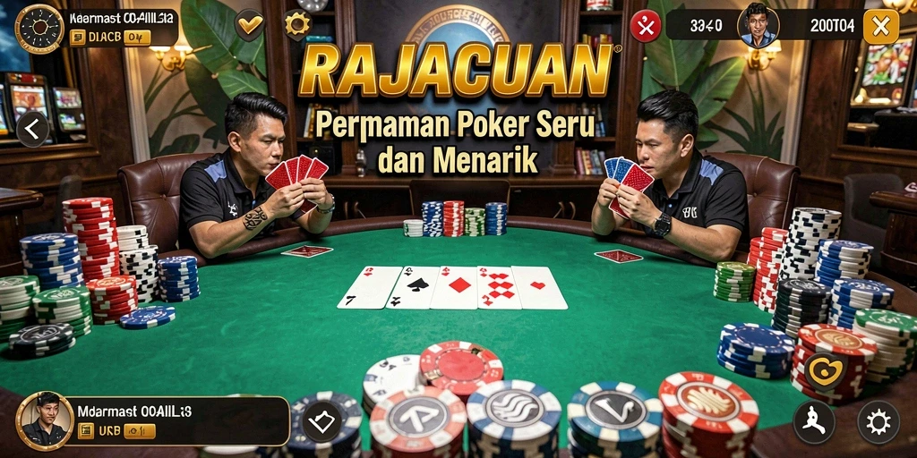 Screenshot utama RAJACUAN menampilkan gameplay poker yang seru.