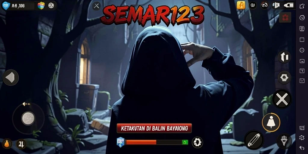 Tangkapan layar menunjukkan suasana menyeramkan dalam SEMAR123.