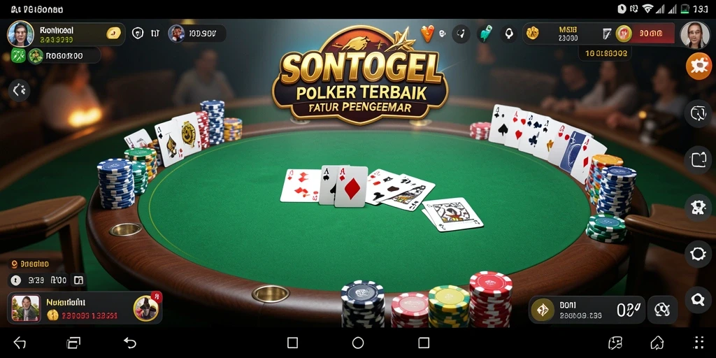 Screenshot gameplay poker yang seru dan mendebarkan.