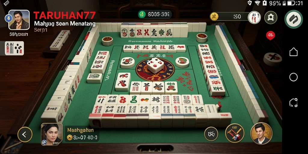 Screenshot TARUHAN77 menampilkan gameplay seru Mahjong.