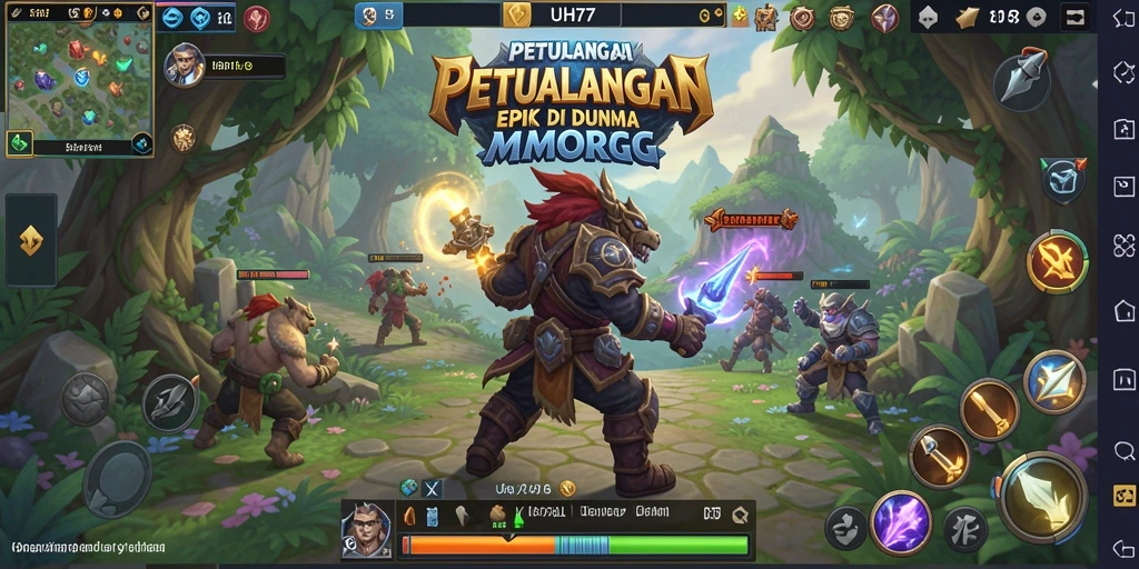 Tangkapan layar utama UH77 menampilkan aksi seru MMORPG.