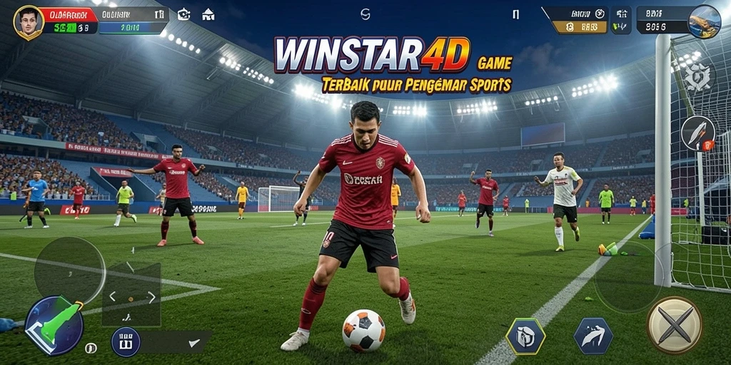 Screenshot utama WINSTAR4D menampilkan aksi seru bermain olahraga.